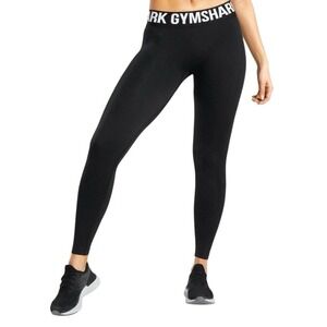 Gymshark Flex Low Rise Leggings Black/White GLLG4268  Small Athletic Gym Workout